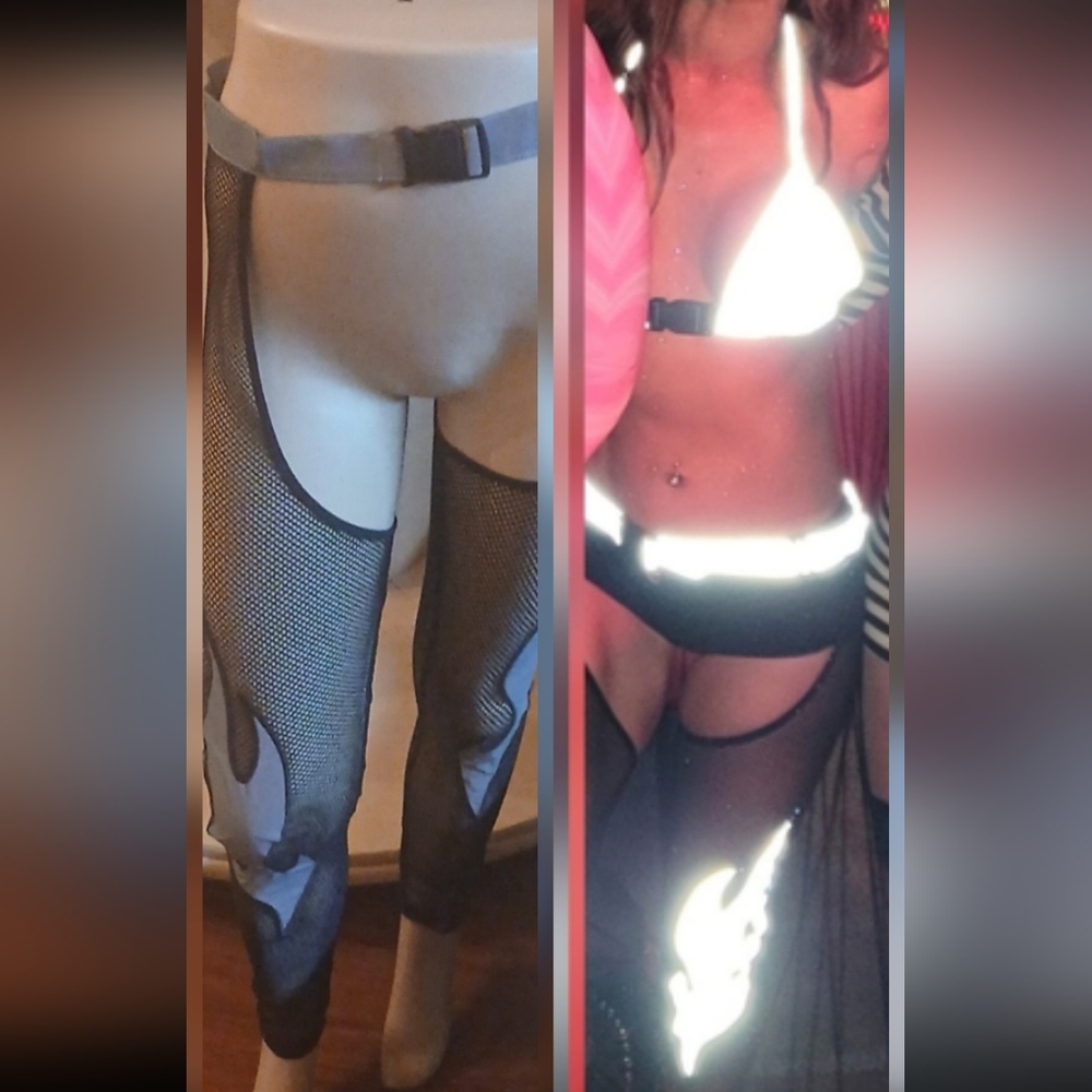 Club Exx Reflective Fishnet Chaps